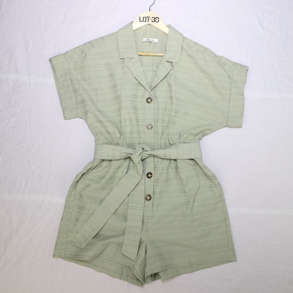 MADEWELL SEERSUCKER CAMP ROMPER